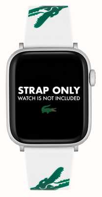 Lacoste Apple Watch ストラップ (42/44/45mm) ホワイトとグリーンのシリコン 2050016