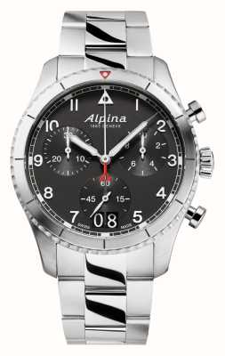 Alpina スターティマーパイロットクォーツクロノグラフビッグデイトブラック AL-372BW4S26B