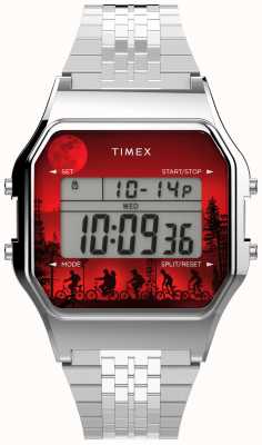 Timex T80xストレンジャーシングスデジタル34mmステンレススチールウォッチ TW2V50900