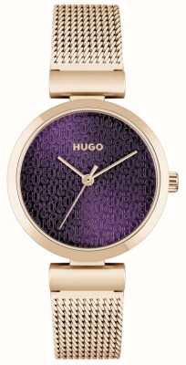 HUGO レディース #スイート |ローズゴールドメッシュブレスレット |紫色の文字盤 1540128
