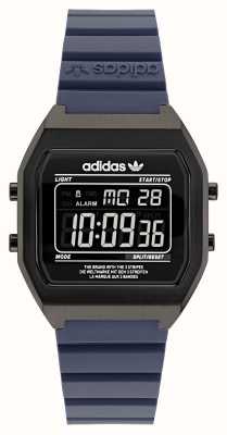 Adidas デジタル 2 |ブラックダイヤル |ブルーのシリコンストラップ AOST22077